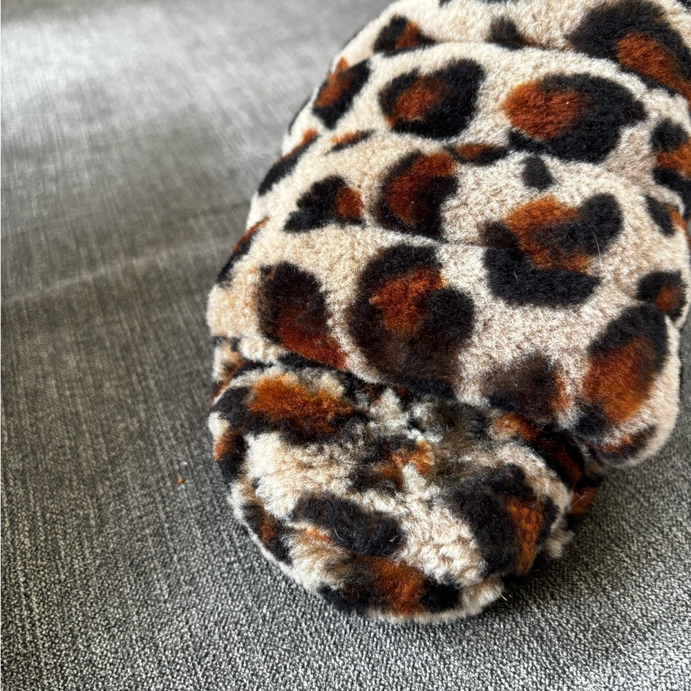 UGG Leopard Fuzz Slide Sandals - Brown/Black/Cream - Picture 9 of 9